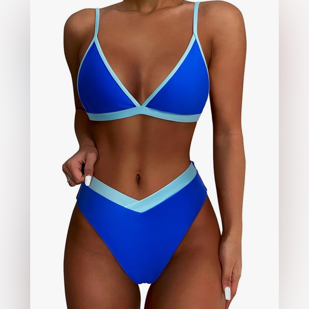 NWT Blue High Cut Bikini Set